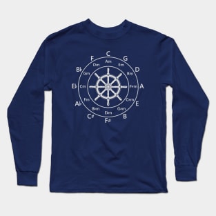 Circle of Fifths Ship Steering Wheel Dark Theme Long Sleeve T-Shirt